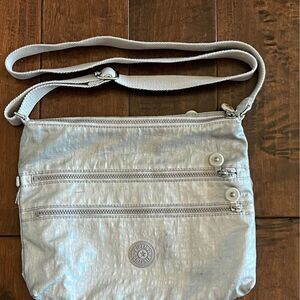 Kipling Silver Metallic Large Crossbody  Bag